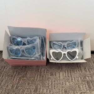 Heart-Shaped Sunglasses in Blue and White